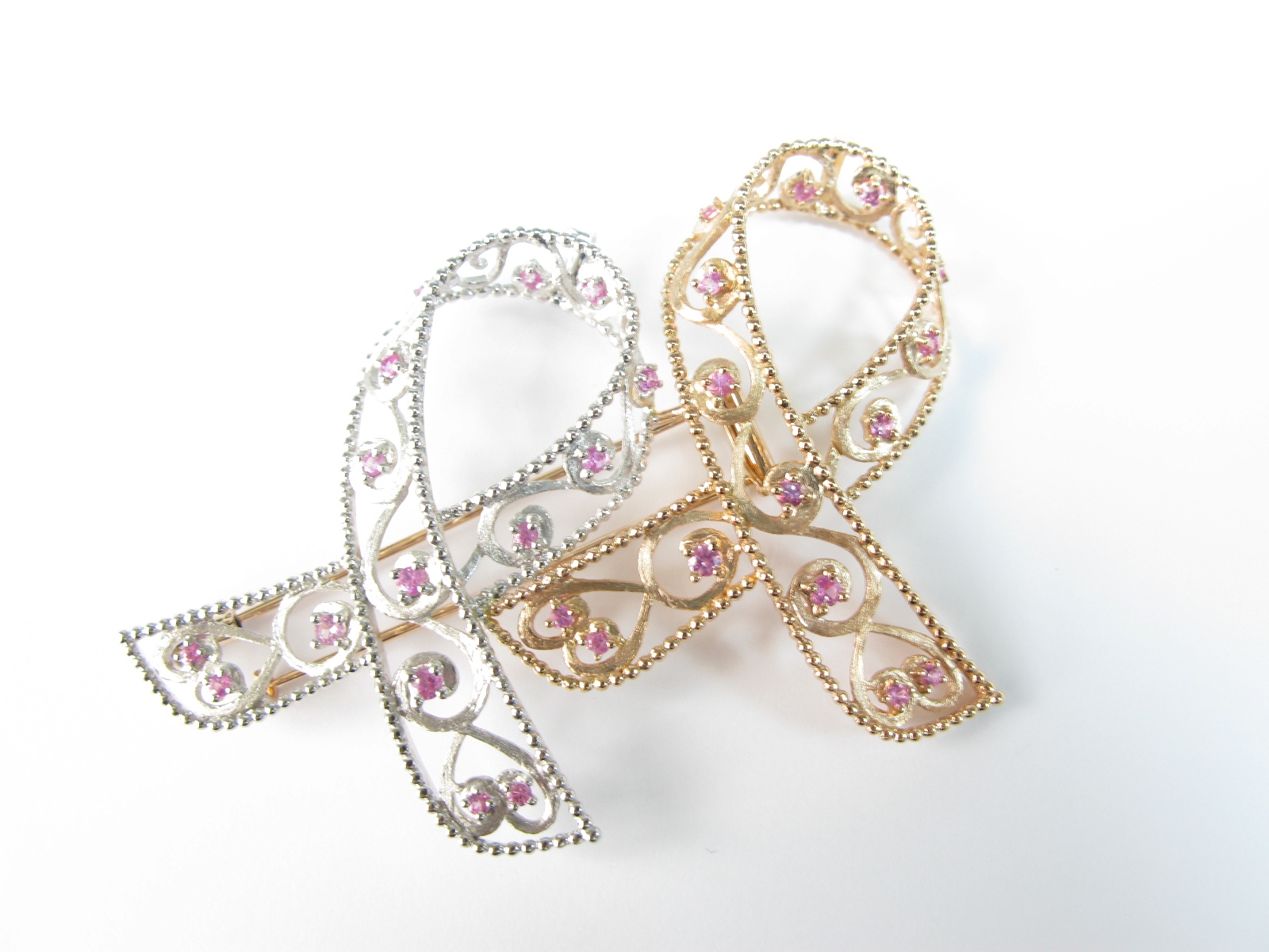 Self Photos / Files - 18K Rose Gold & Silver Sapphire Brooch